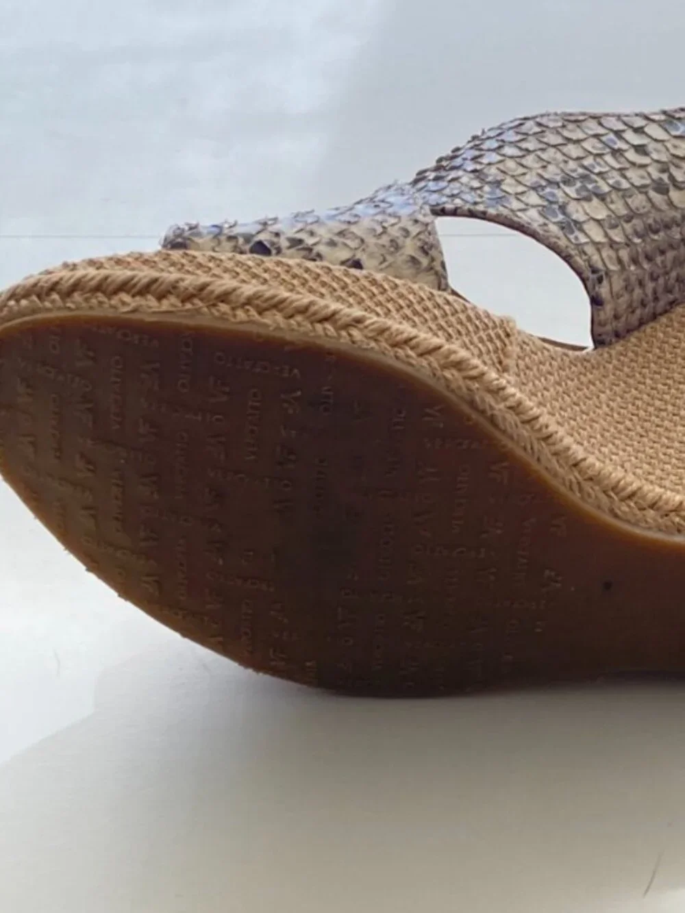 Verofatto Crisscross Espadrille Wedge Snake Print Sandals Size 9.5 Brazil